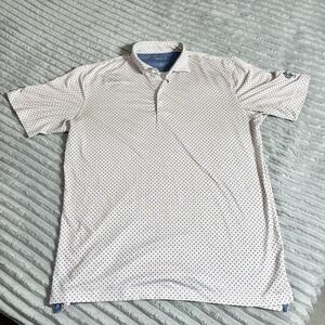 Johnnie-O Performance Polo Shirt Sz Large Pink Blue All Over Print‎